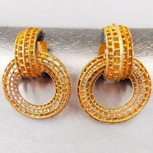 Elegant Chanel Gold Plated Hoop Earrings 1970-1980